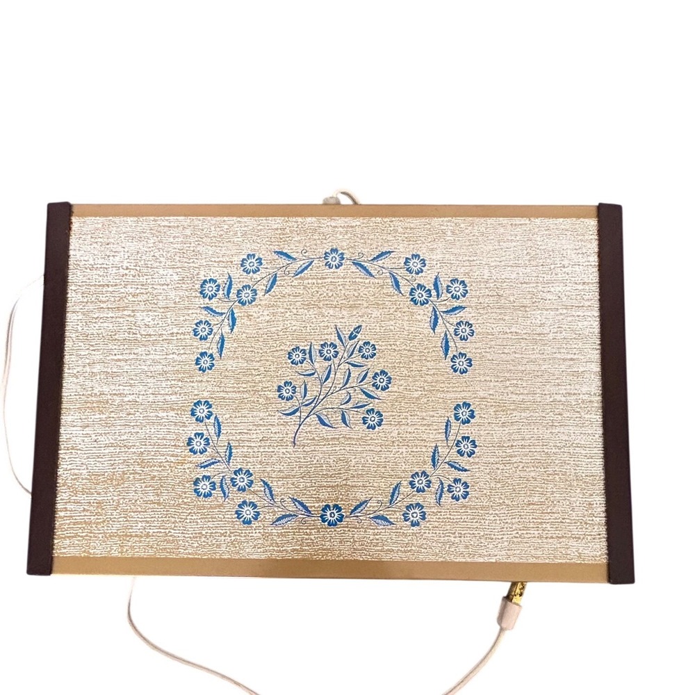 Vintage Warm-O-Tray Electric Food Warming‎ Tray Blue Cornflower 17x10.5 Works